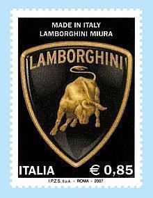 Die italienische Post verewigt den Lamborghini Miura auf einer Briefmarke. Foto: Auto-Reporter